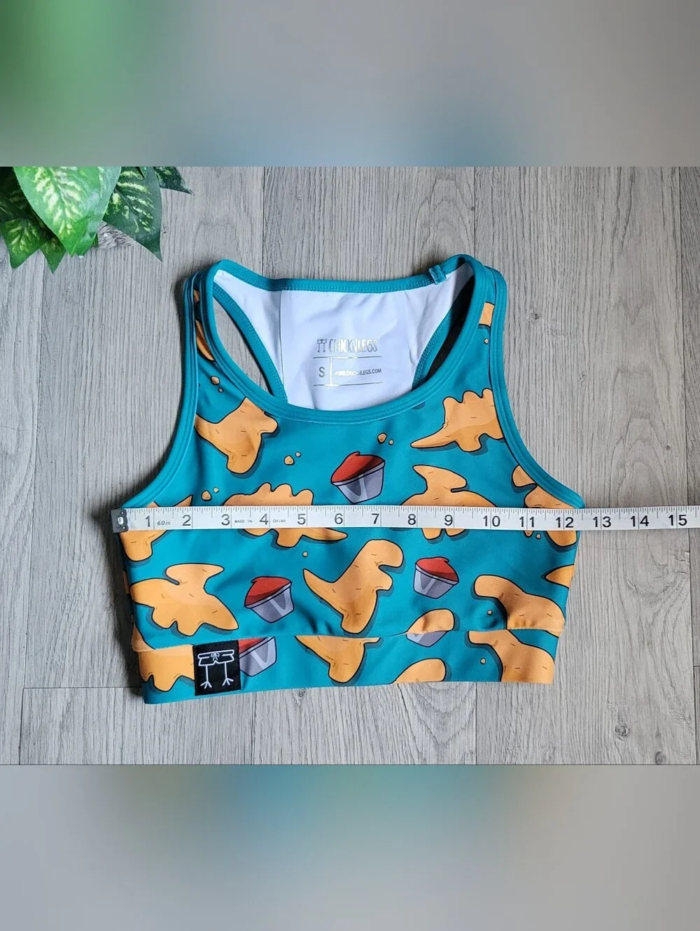 Chicknlegs Nuggets OG Teal & Brown Racerback Sports Bra, Women's Small
